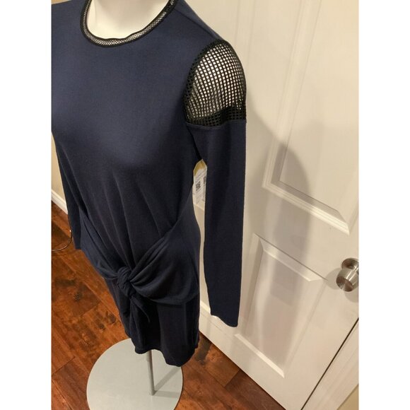 Elie Tahari Sport Blue Soft Jersey Dress w/ Twisted front & Mesh Shoulders Sz XS - Picture 2 of 5